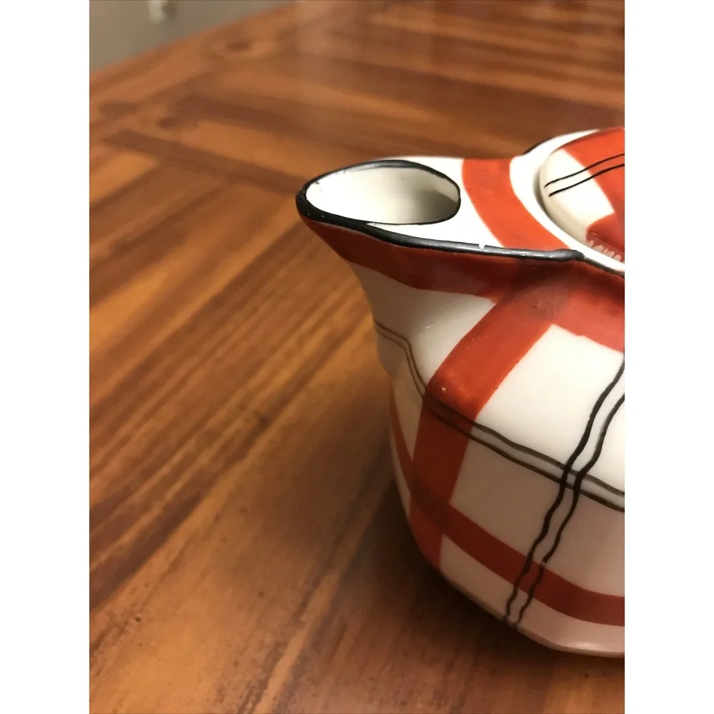 vintage‎ japanese Russet plaid teapot coffee pot